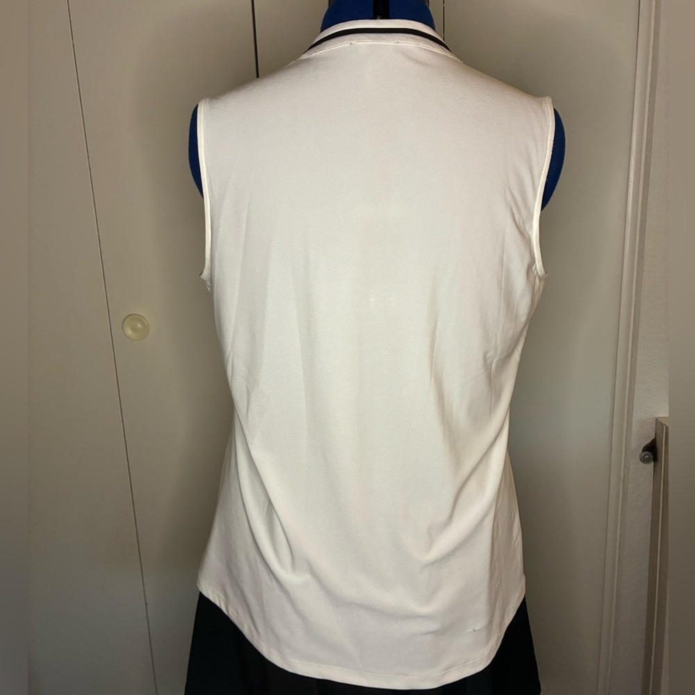 Sleeveless White Top with Black Tie - Picture 2 of 2